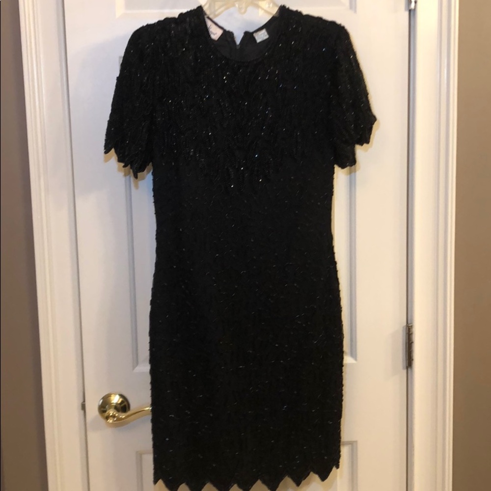 Black beaded cocktail dress—PS
